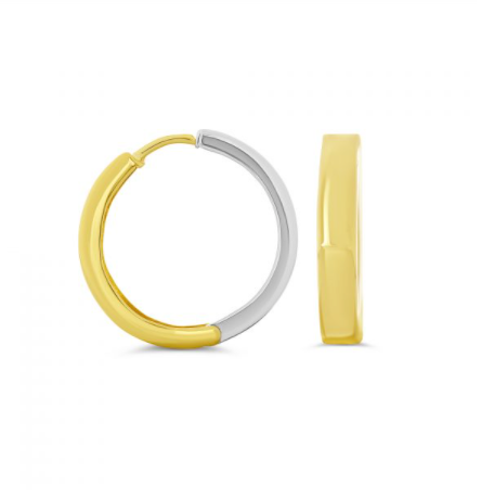 10kt Yellow & White Polished Gold Huggie Earrings
