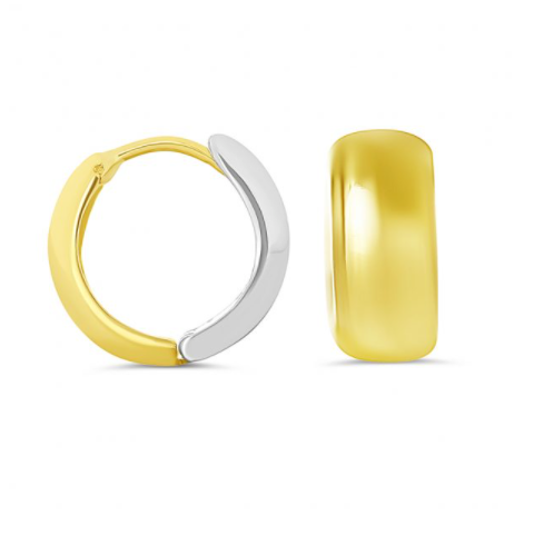 10kt Yellow & White Gold Polished Huggie Earrings
