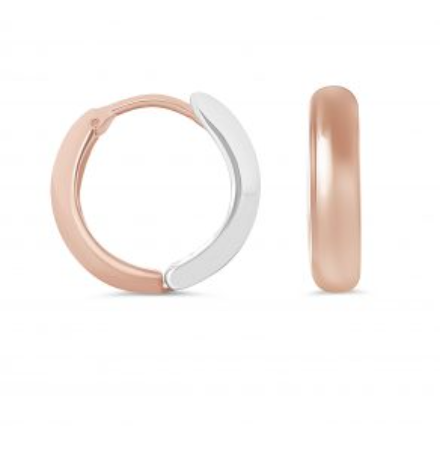 10kt Rose and White Polished Huggie Earrings