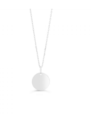 10kt White Gold Engravable Disc Pendant 15mm