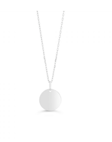 10kt White Gold Engravable Disc Pendant 15mm