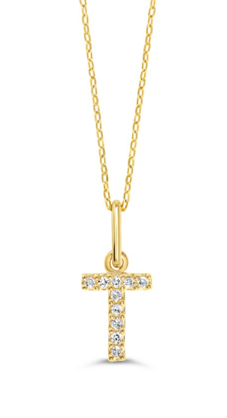 10kt Yellow Gold Diamond Initial Necklace