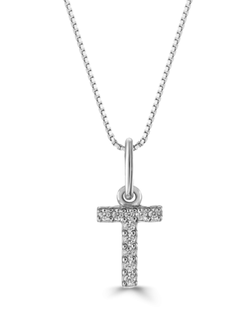 10kt White Gold Diamond Initial Necklace
