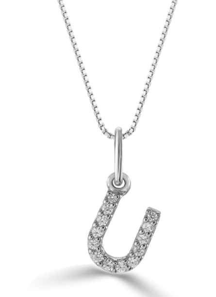 10kt White Gold Diamond Initial Necklace