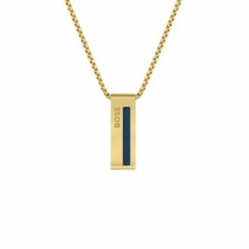 Hugo Boss Yellow IP Stainless Steel Chain and Pendant with Blue Silicone Accents 1580360