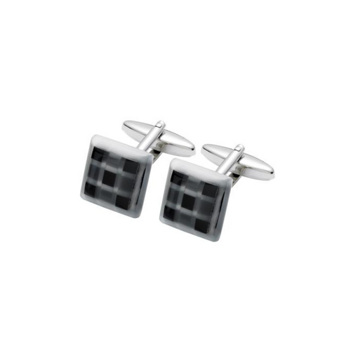 Black Onyx/Fibre Optic Glass Stainless Steel Cufflinks