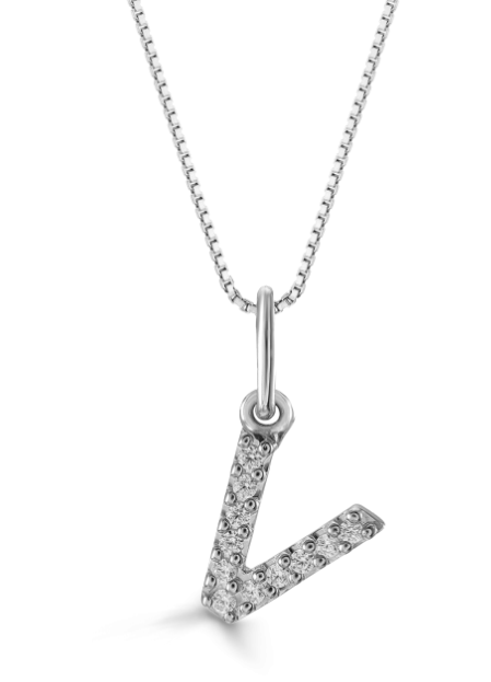 10kt White Gold Diamond Initial Necklace