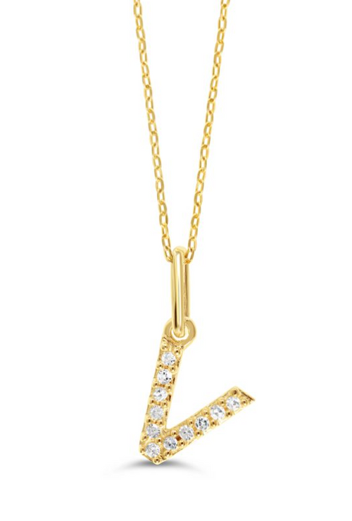 10kt Yellow Gold Diamond Initial Necklace