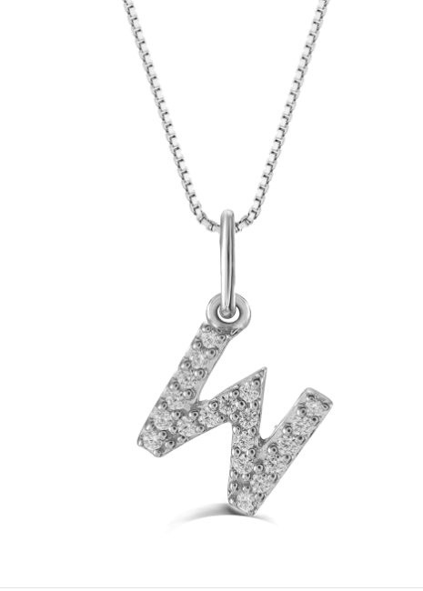 10kt White Gold Diamond Initial Necklace