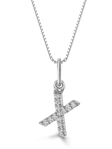 10kt White Gold Diamond Initial Necklace
