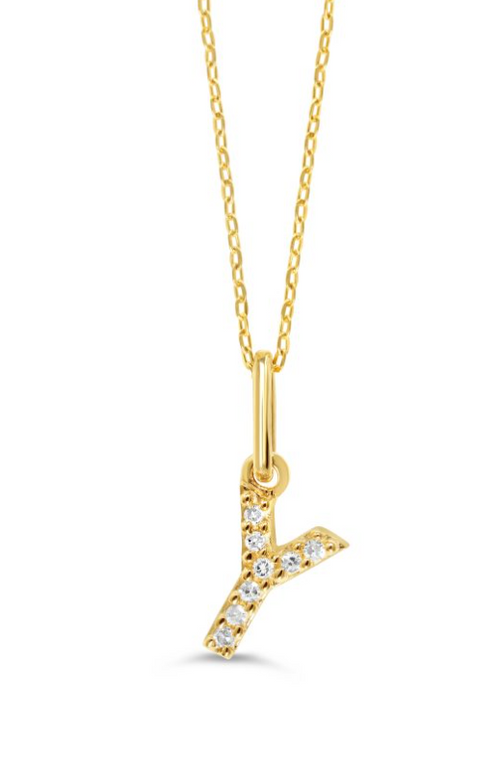 10kt Yellow Gold Diamond Initial Necklace