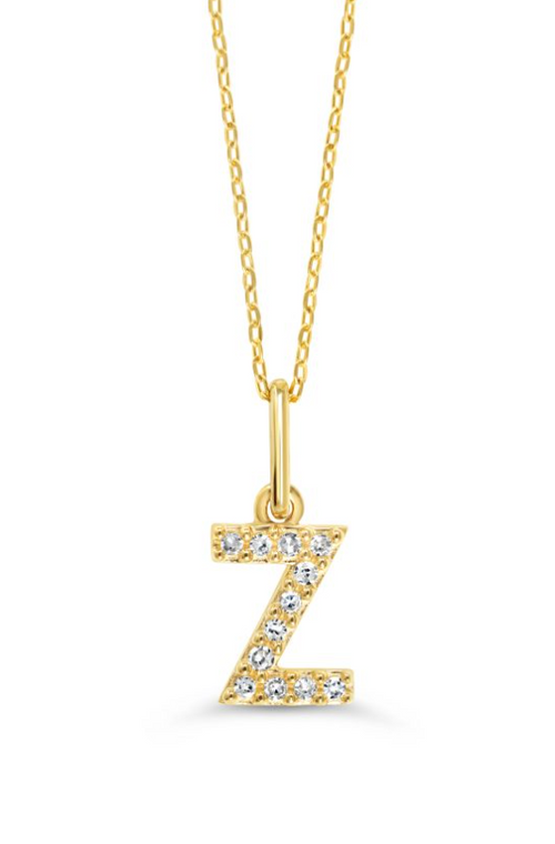 10kt Yellow Gold Diamond Initial Necklace